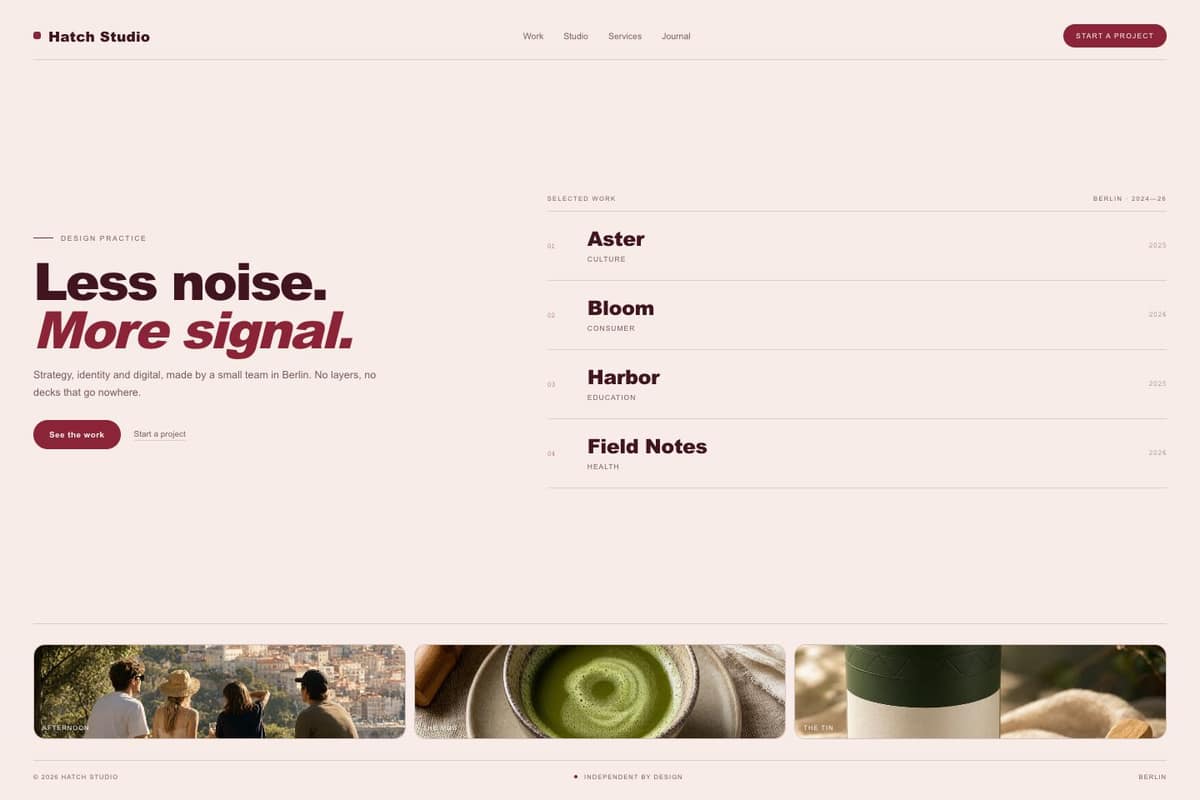 Hatch Studio — full page preview