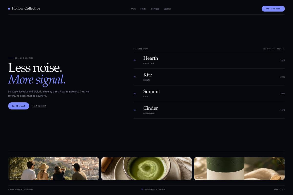 Hollow Collective — full page preview