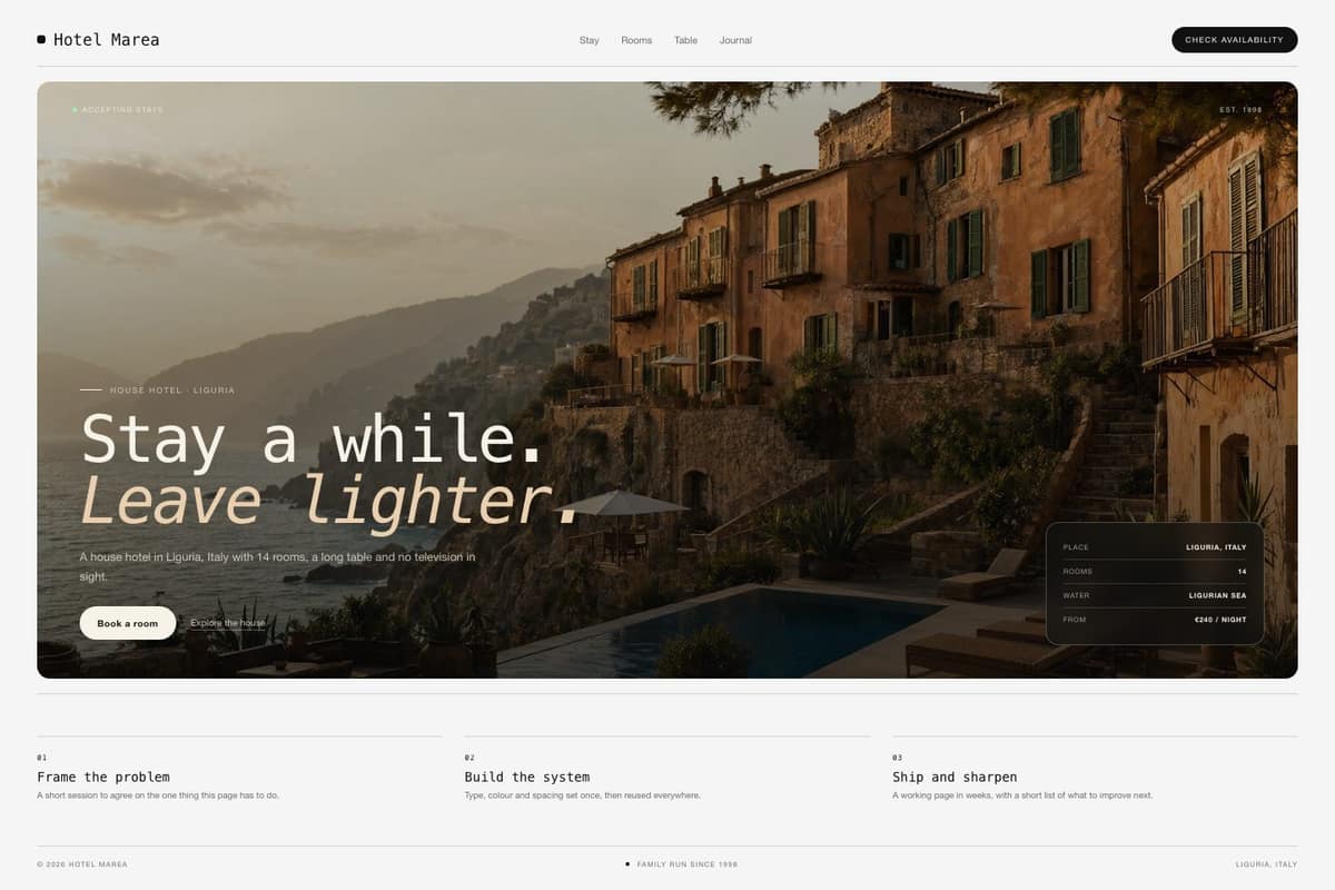 Hotel Marea — full page preview