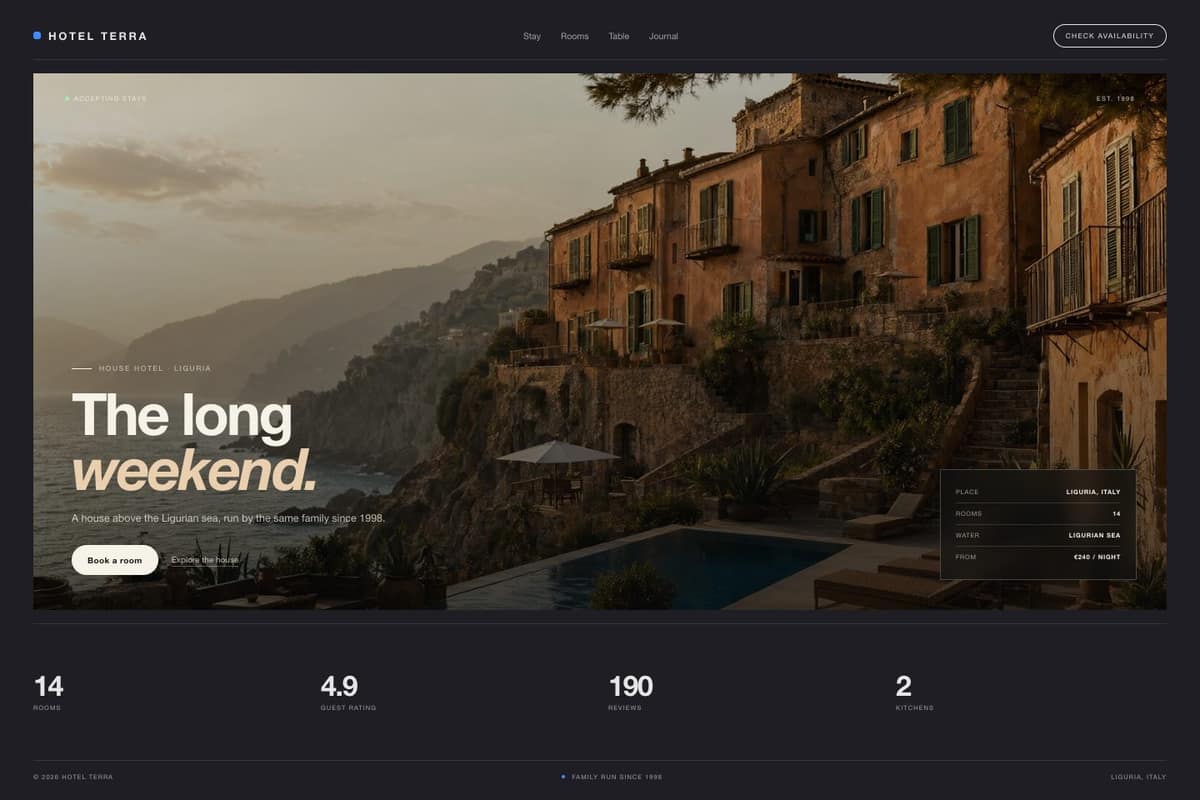 Hotel Terra — full page preview