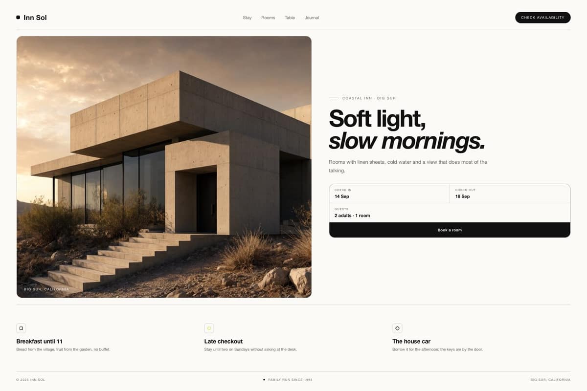 Inn Sol — full page preview