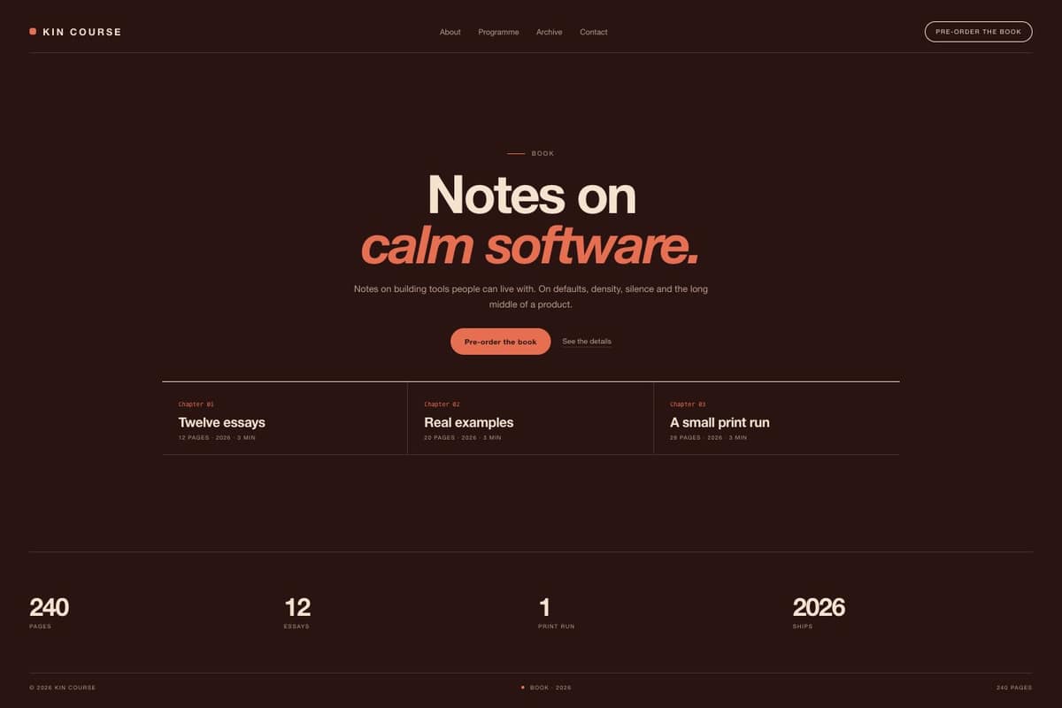 Kin Course — full page preview