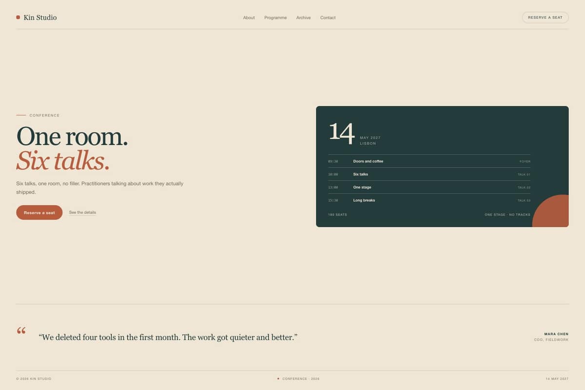 Kin Studio — full page preview