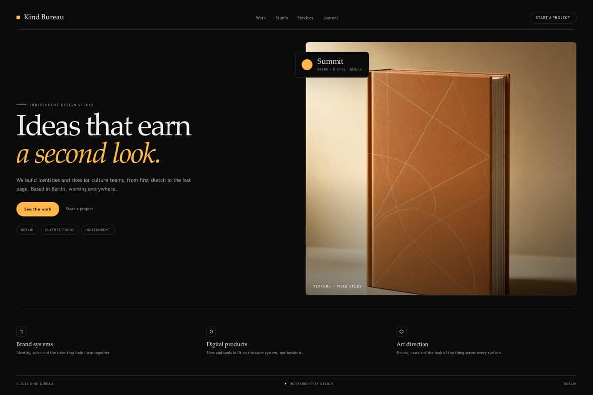 Kind Bureau — full page preview