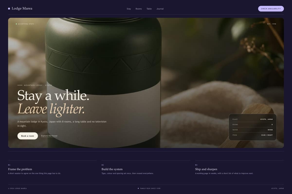 Lodge Marea — full page preview