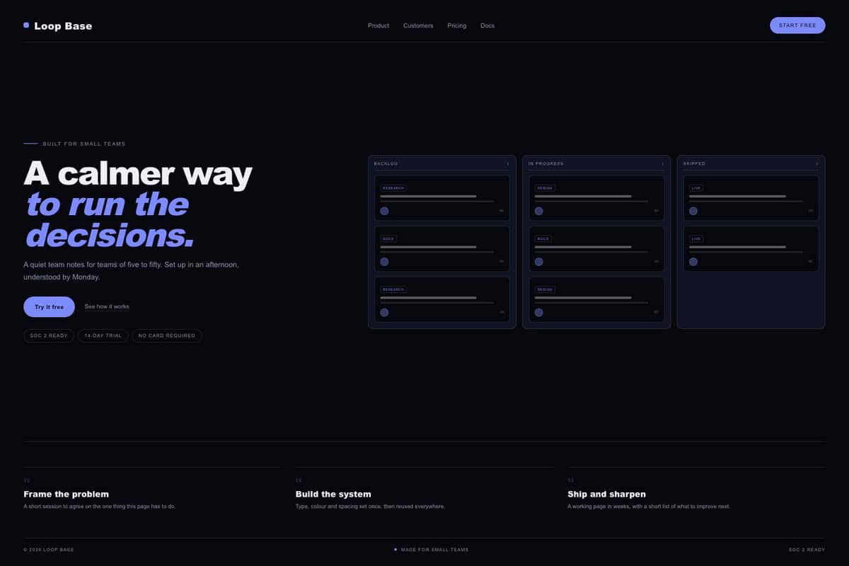 Loop Base — full page preview