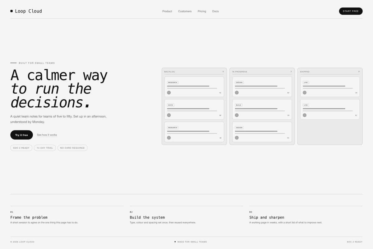 Loop Cloud — full page preview