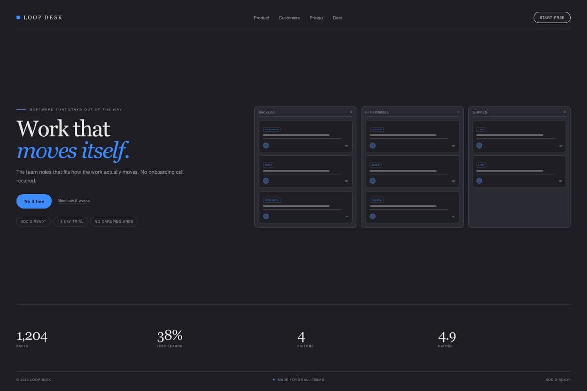 Loop Desk — full page preview