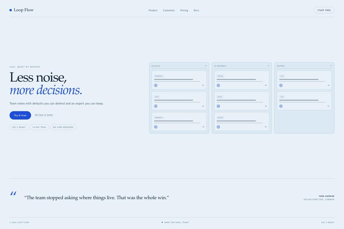 Loop Flow — full page preview