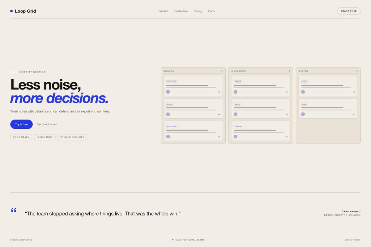 Loop Grid — full page preview