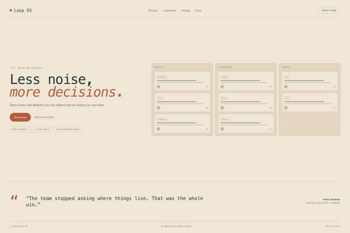 Loop OS — full page preview