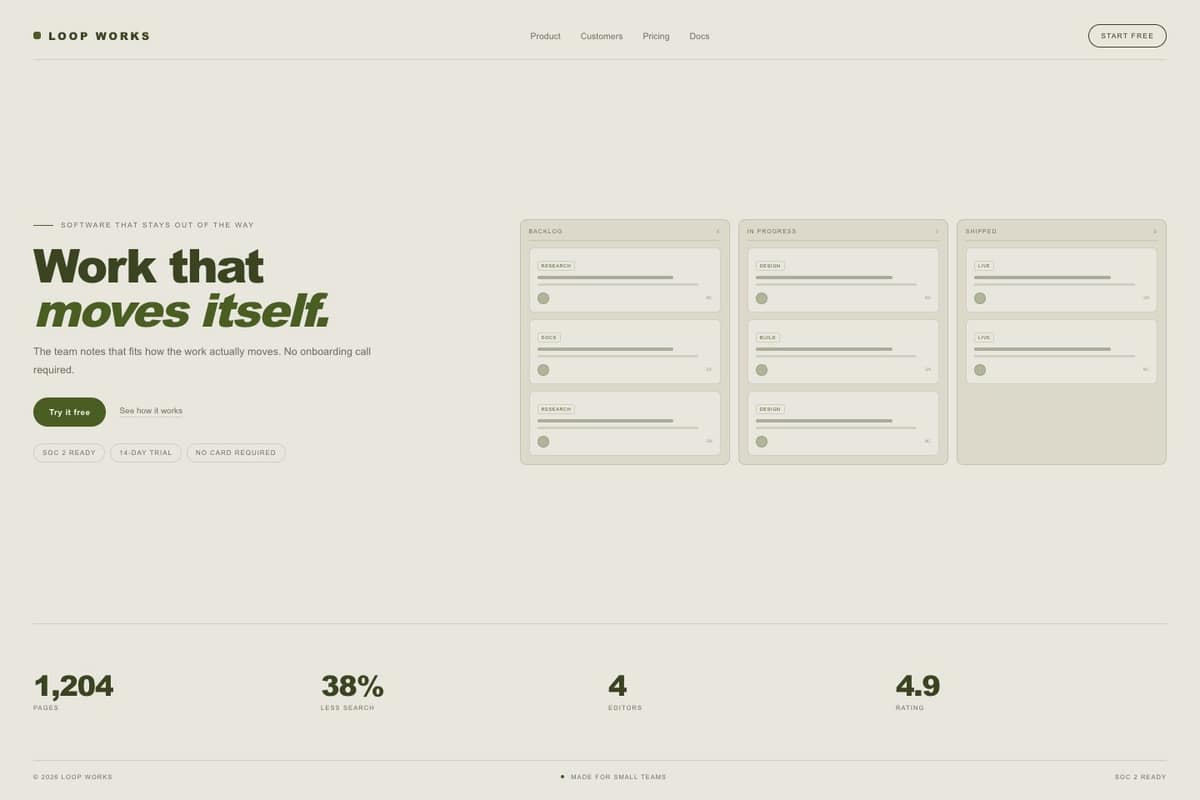 Loop Works — full page preview