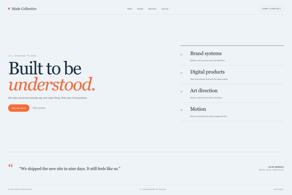 Made Collective — full page preview