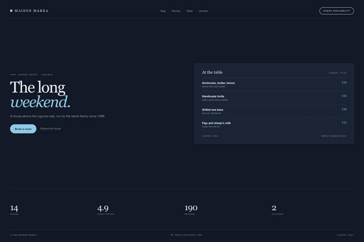 Maison Marea — full page preview