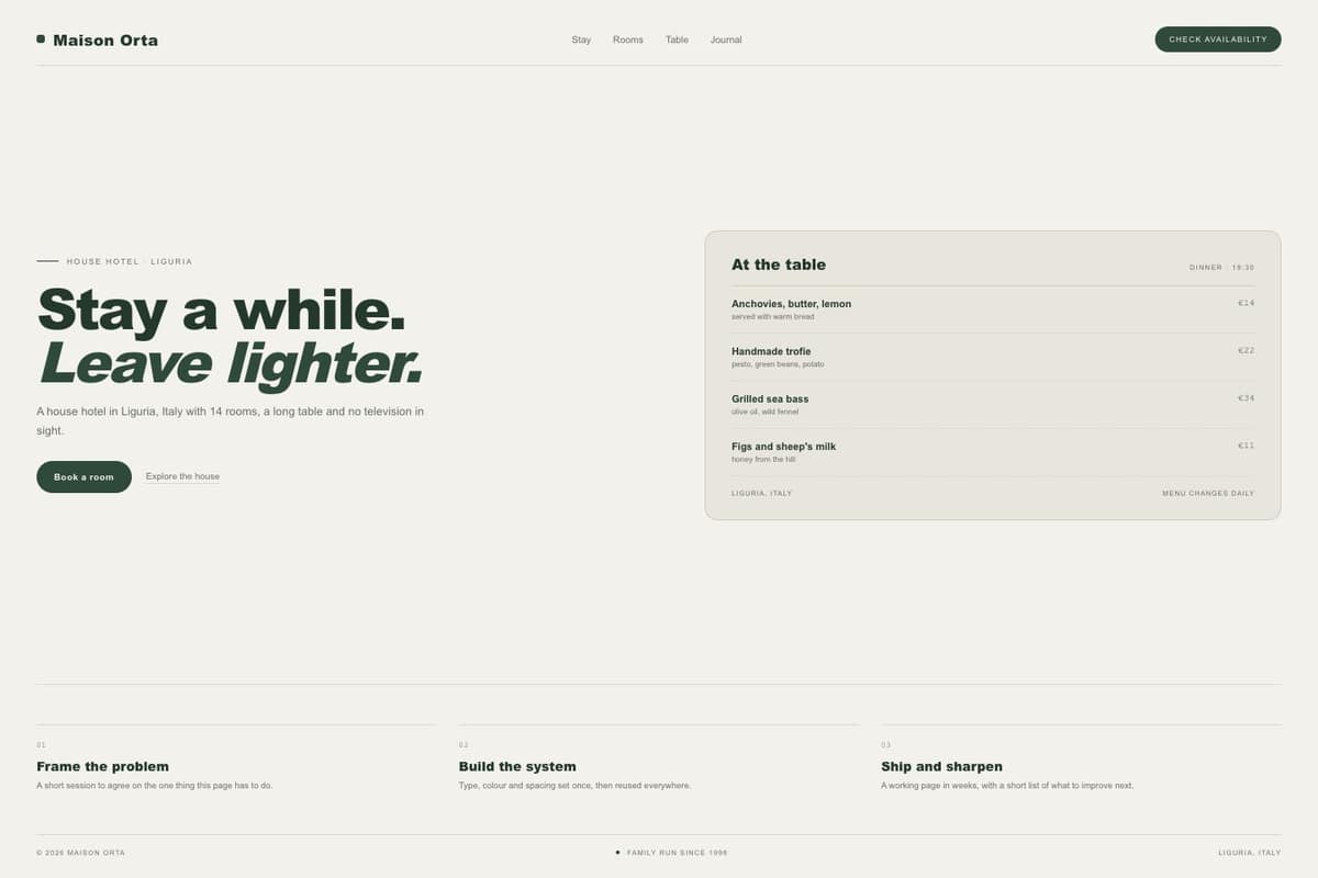 Maison Orta — full page preview