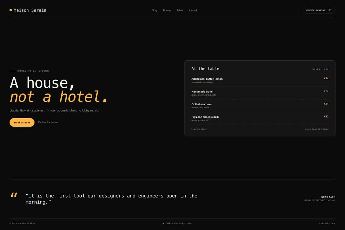 Maison Serein — full page preview