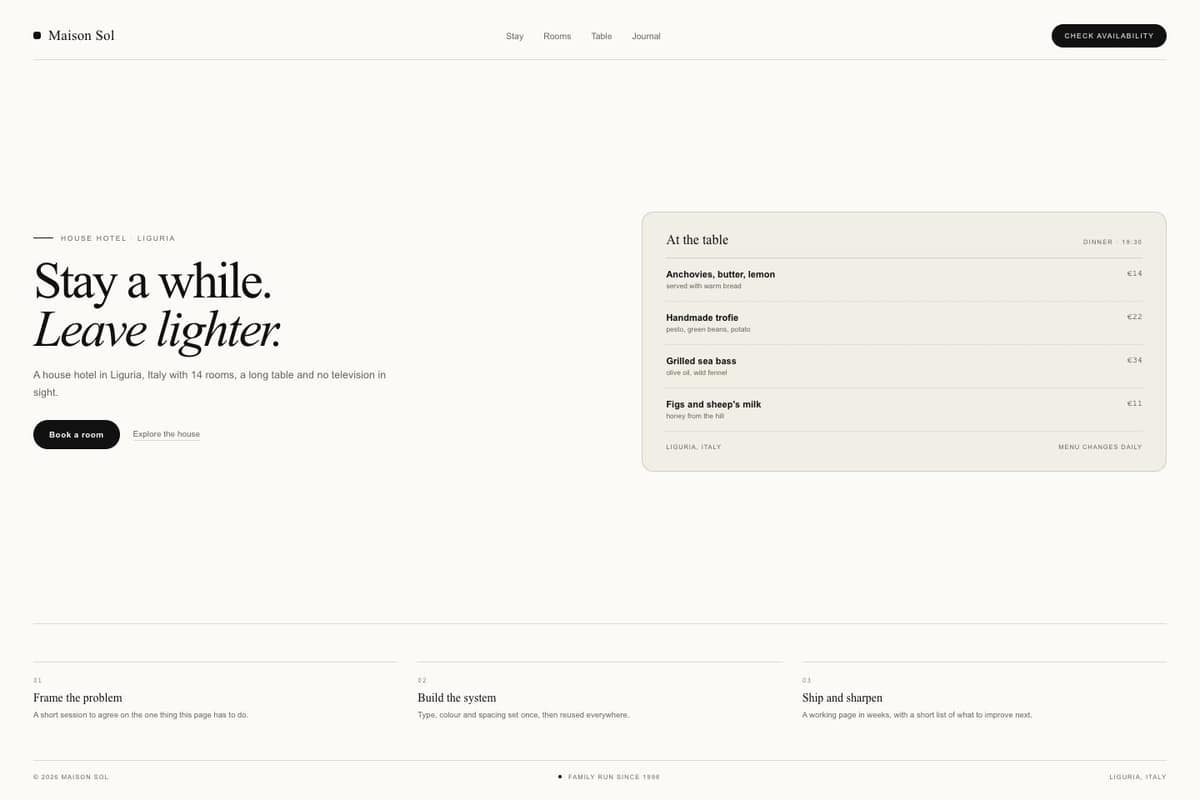 Maison Sol — full page preview