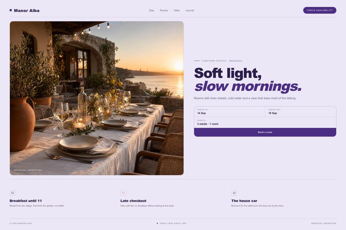 Manor Alba — full page preview