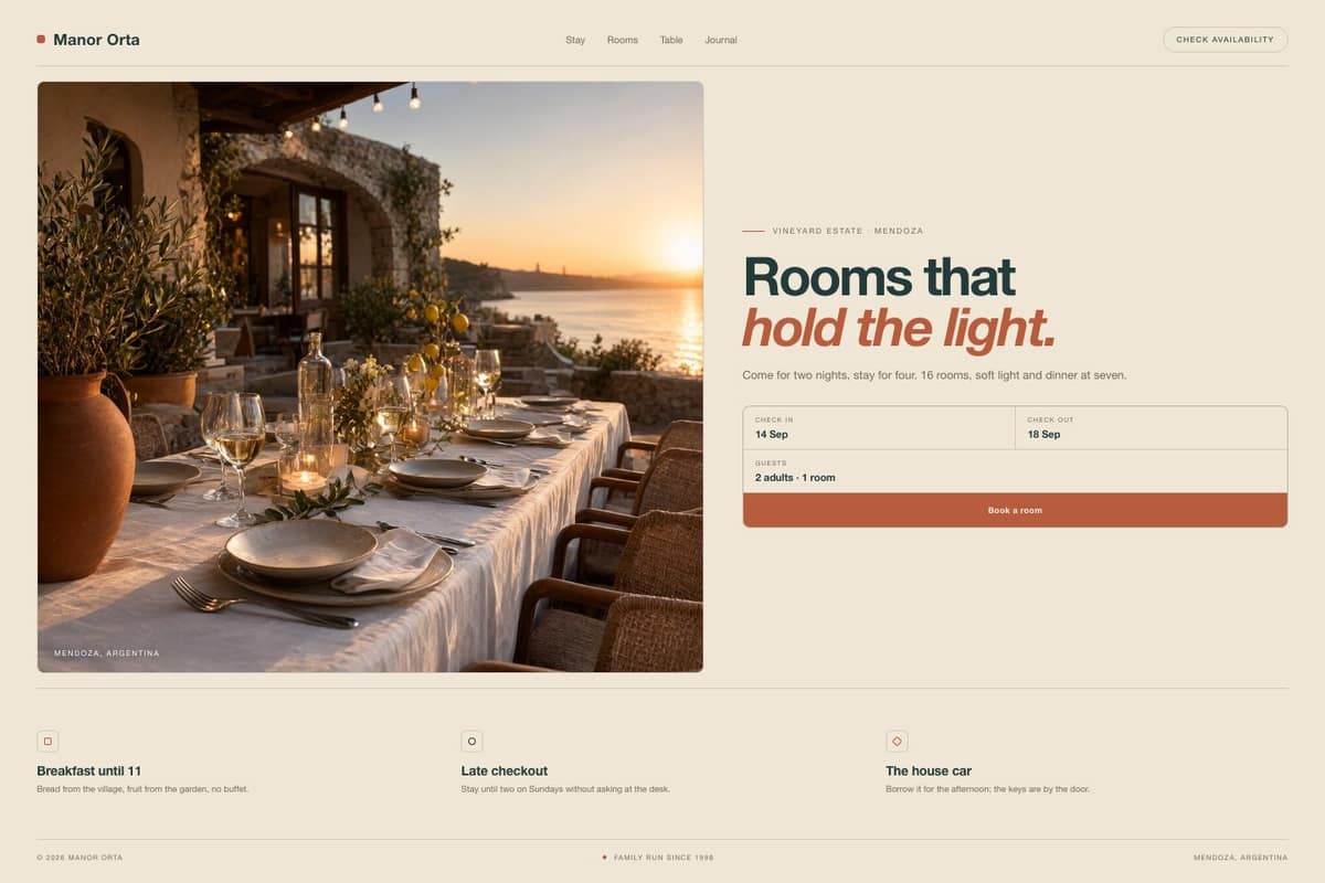 Manor Orta — full page preview