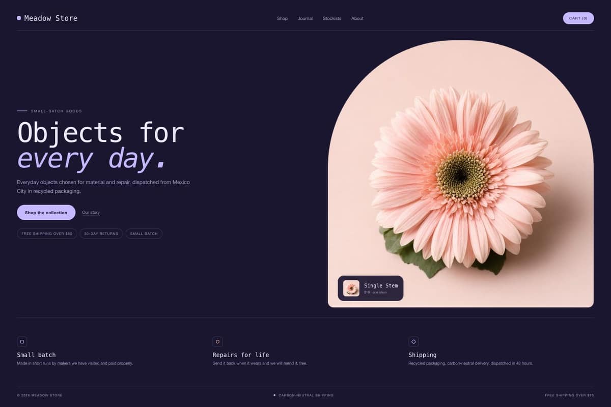 Meadow Store — full page preview