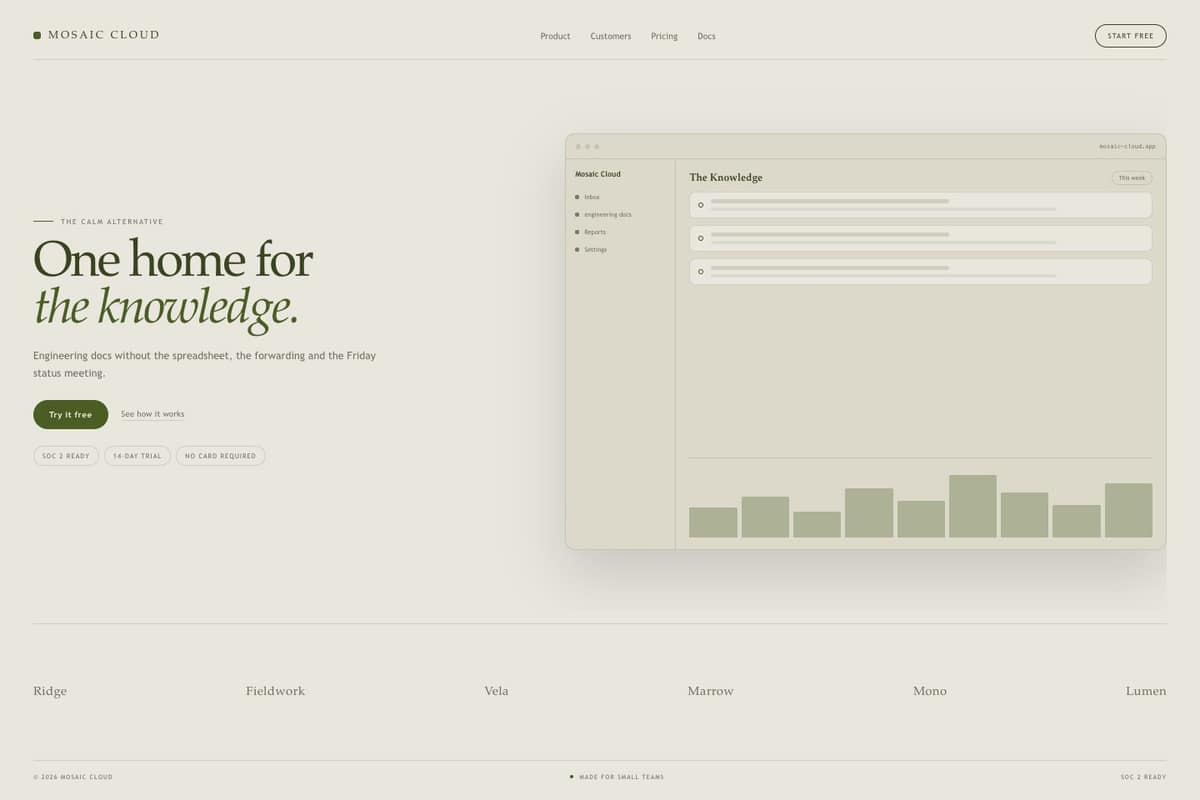 Mosaic Cloud — full page preview
