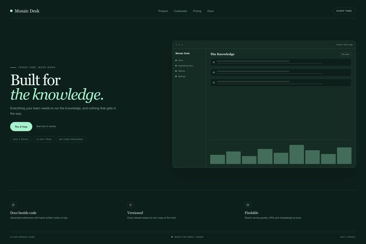 Mosaic Desk — full page preview