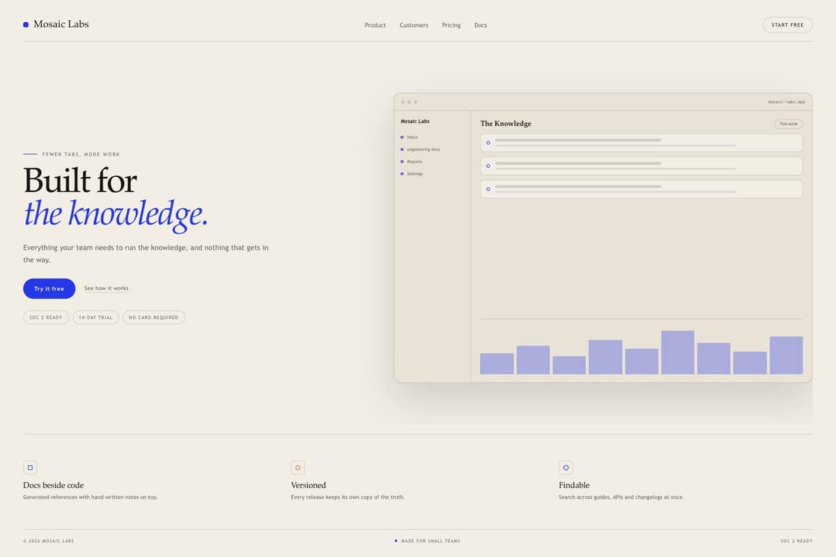 Mosaic Labs — full page preview