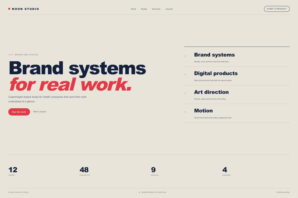 Noon Studio — full page preview