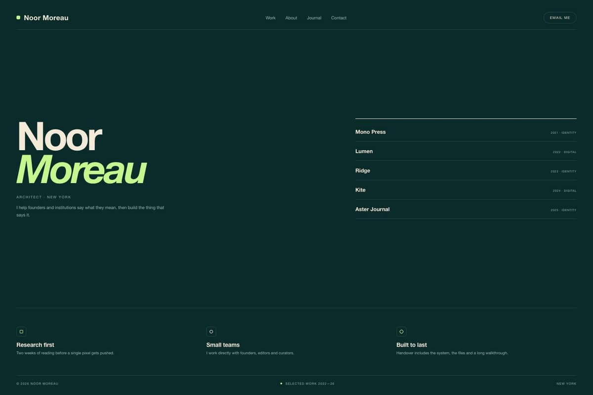 Noor Moreau — full page preview