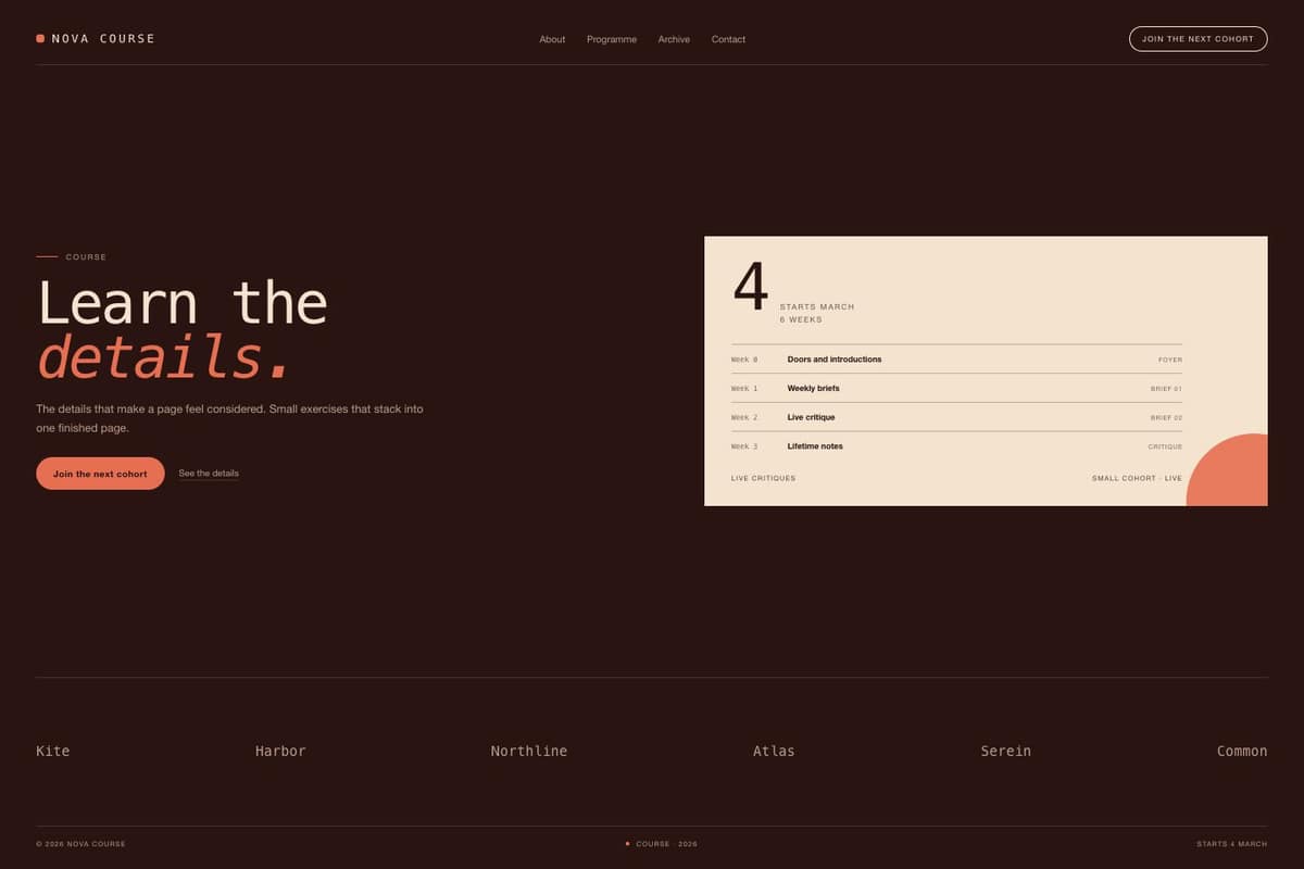 Nova Course — full page preview