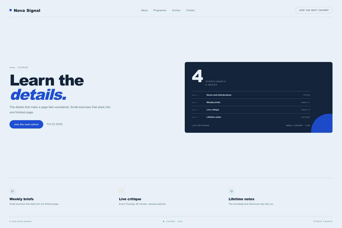Nova Signal — full page preview