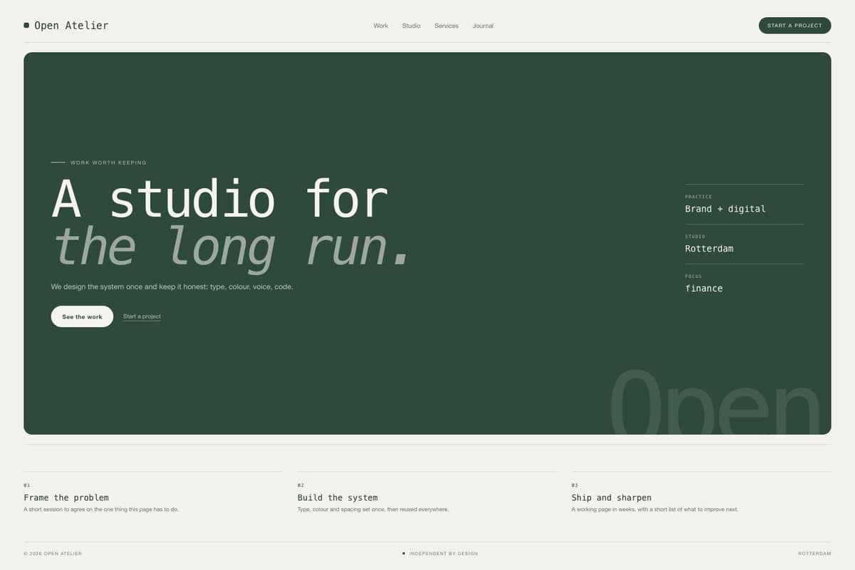 Open Atelier — full page preview
