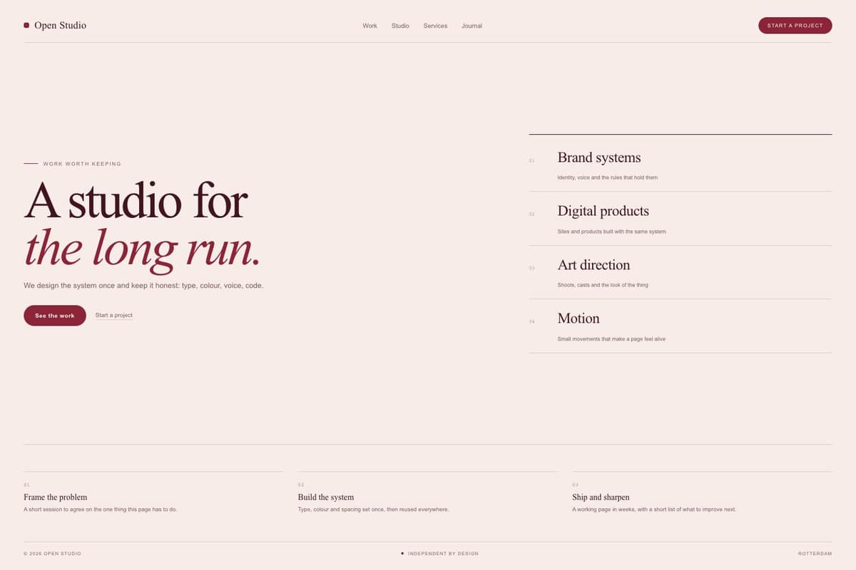 Open Studio — full page preview
