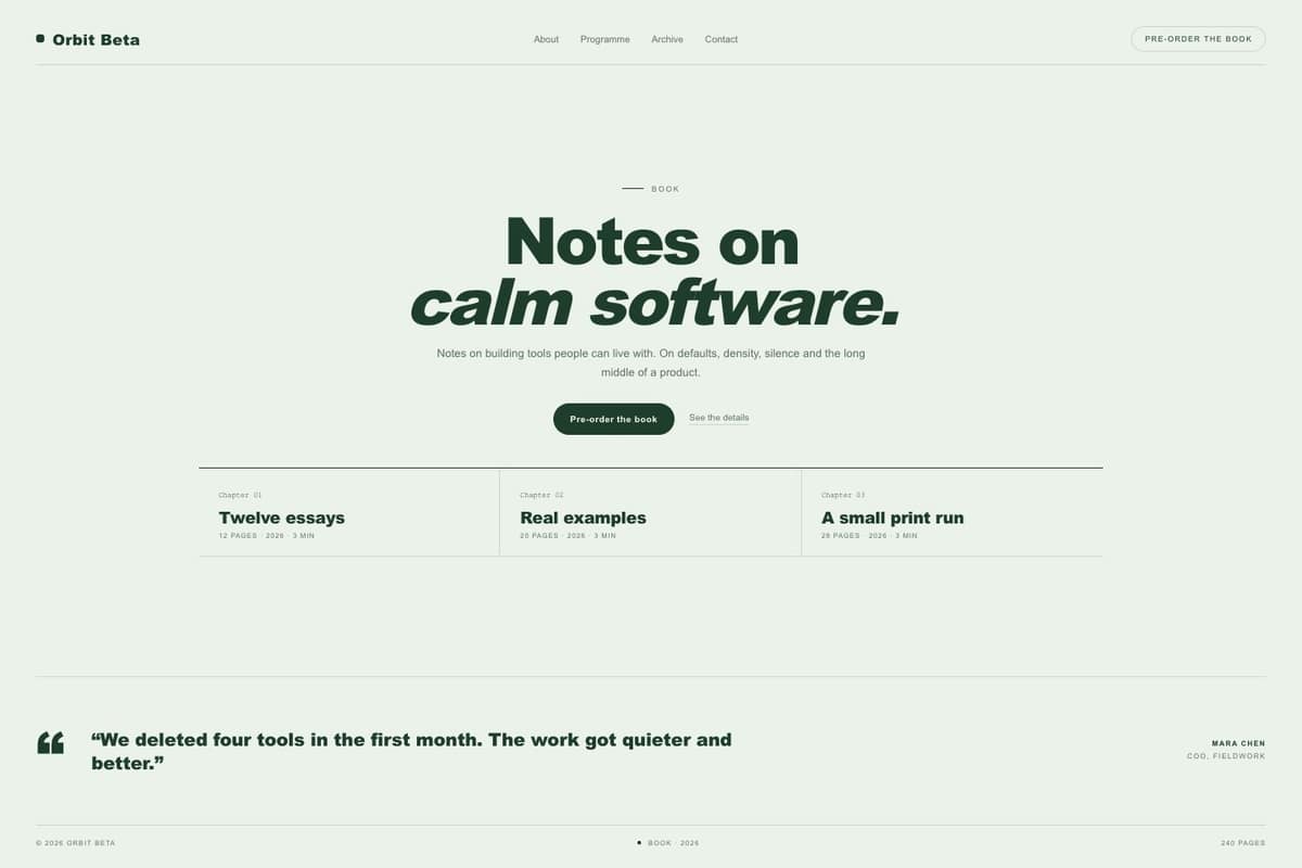 Orbit Beta — full page preview