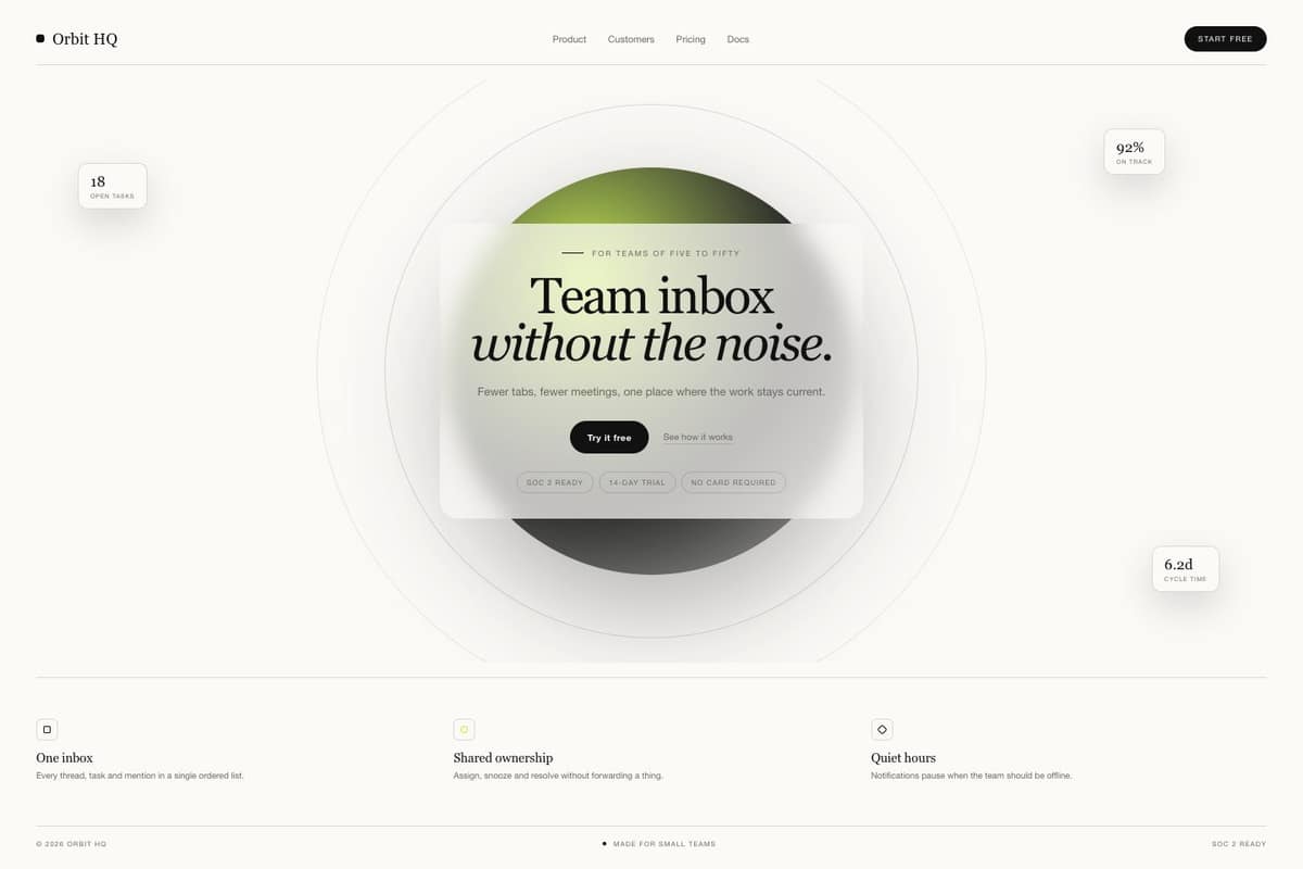 Orbit HQ — full page preview