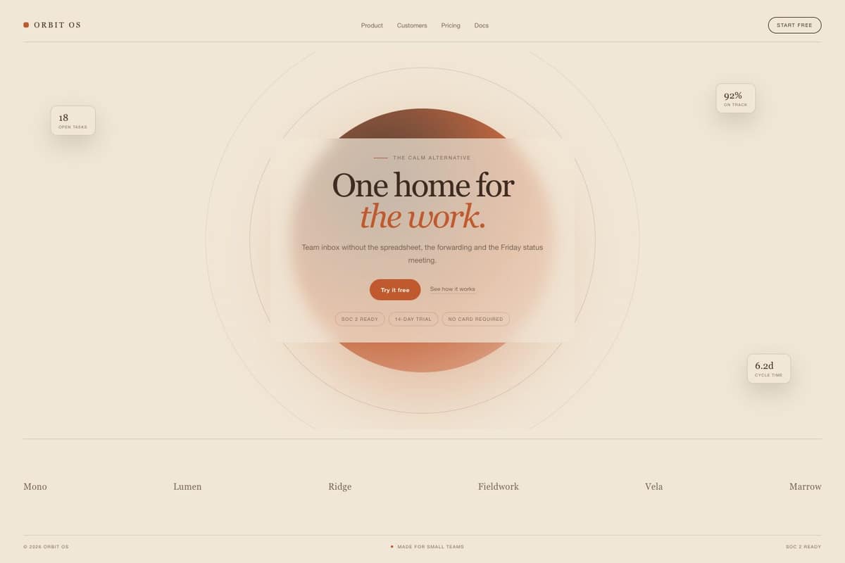 Orbit OS — full page preview