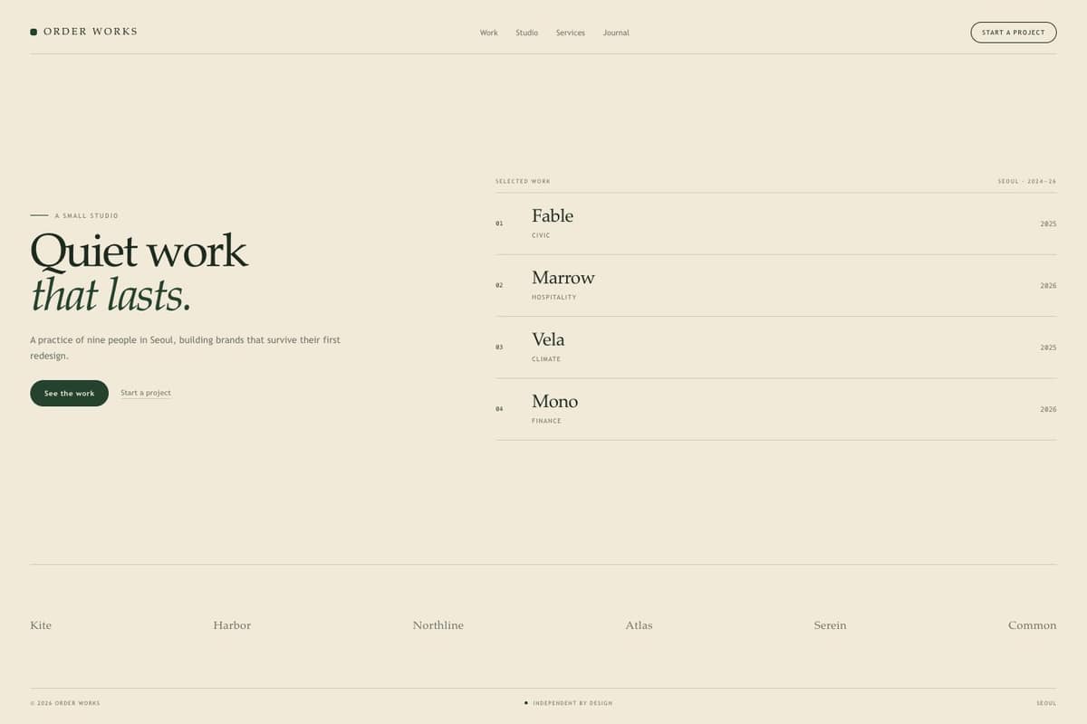 Order Works — full page preview