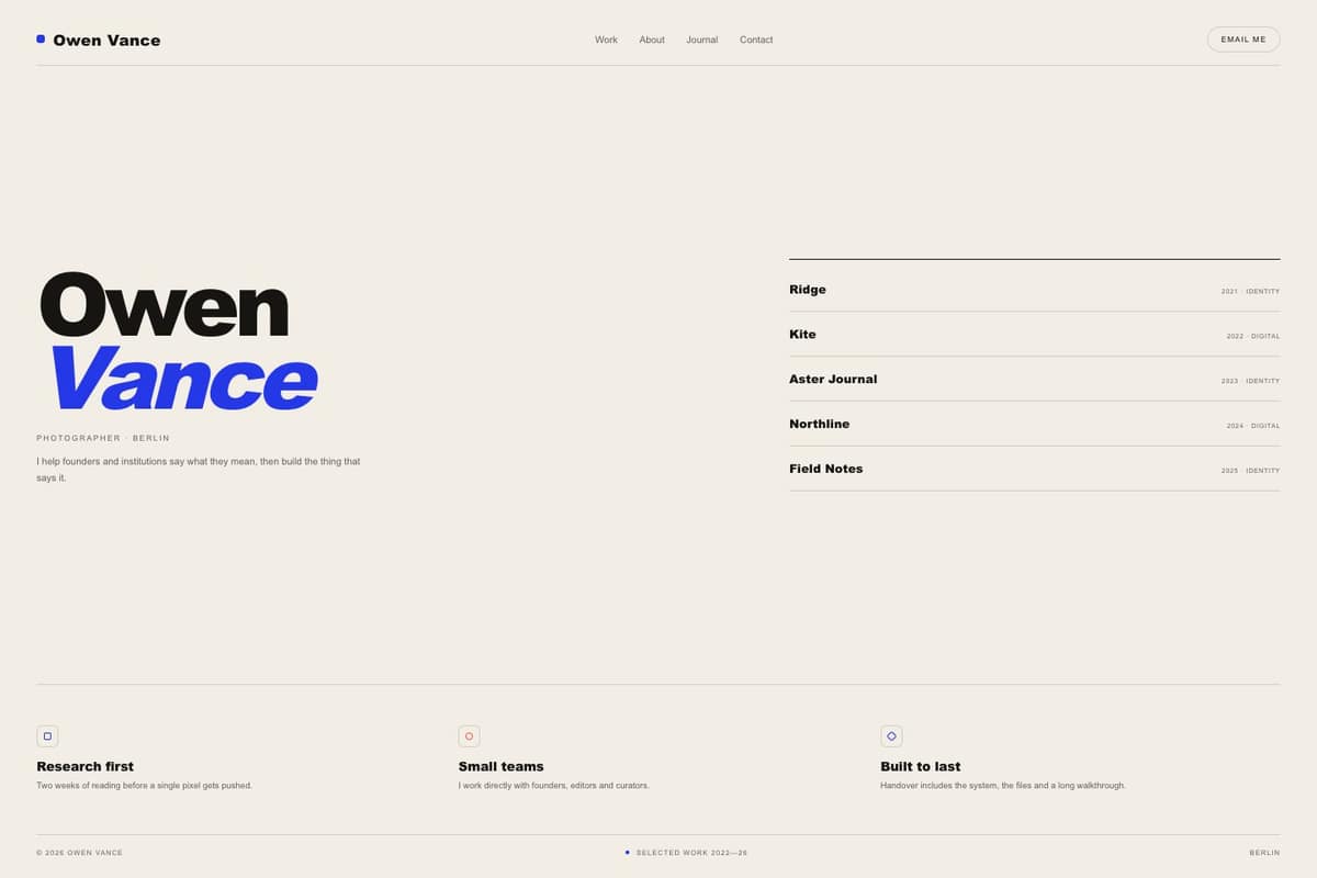 Owen Vance — full page preview