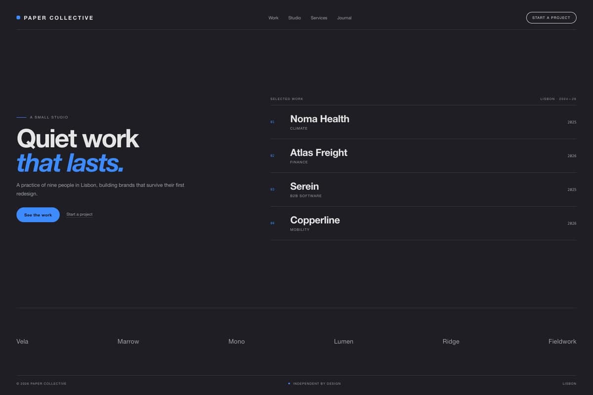Paper Collective — full page preview