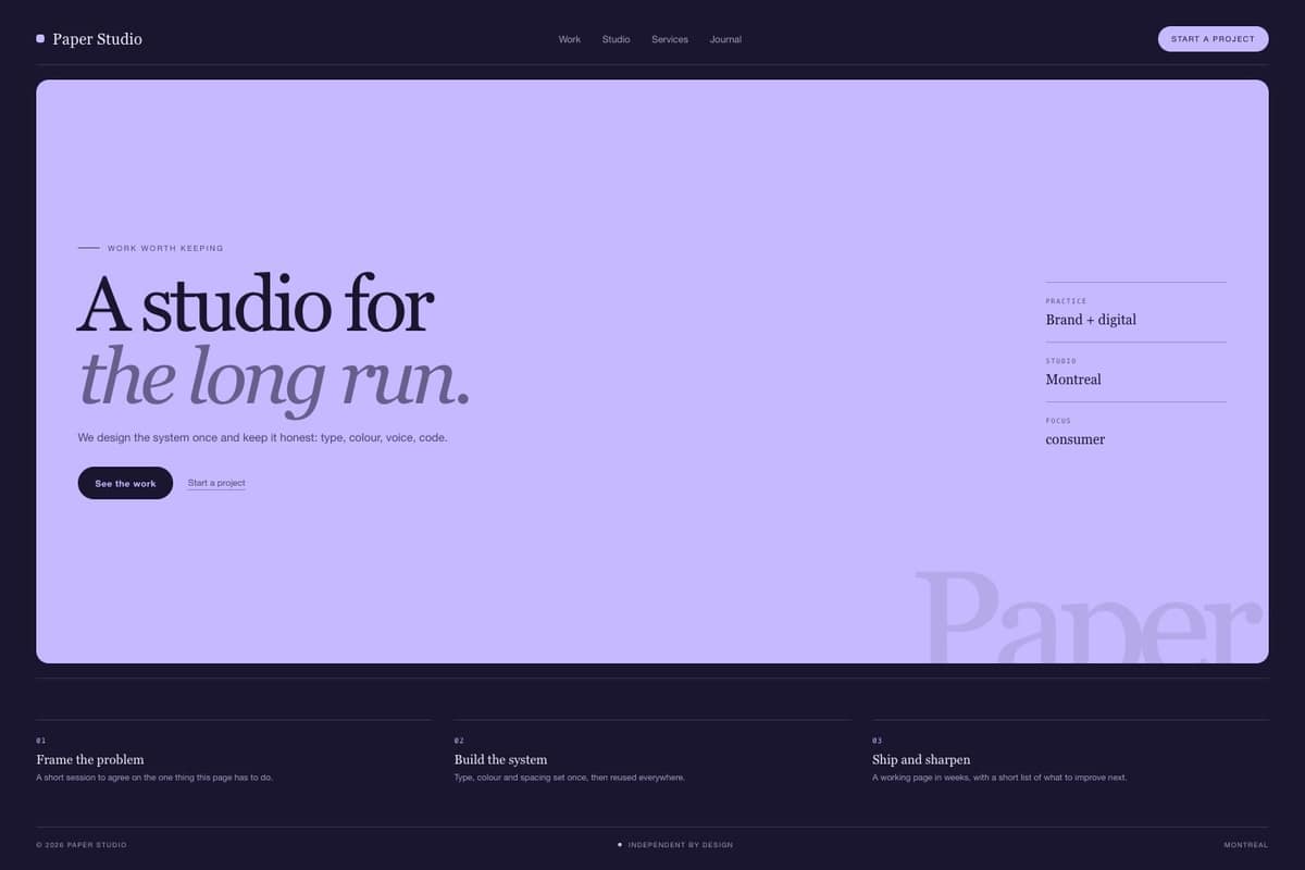 Paper Studio — full page preview