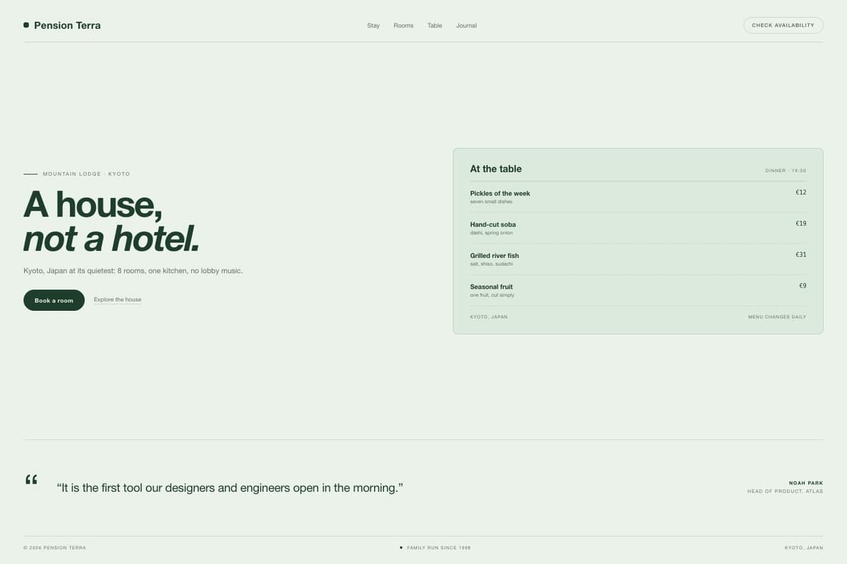 Pension Terra — full page preview