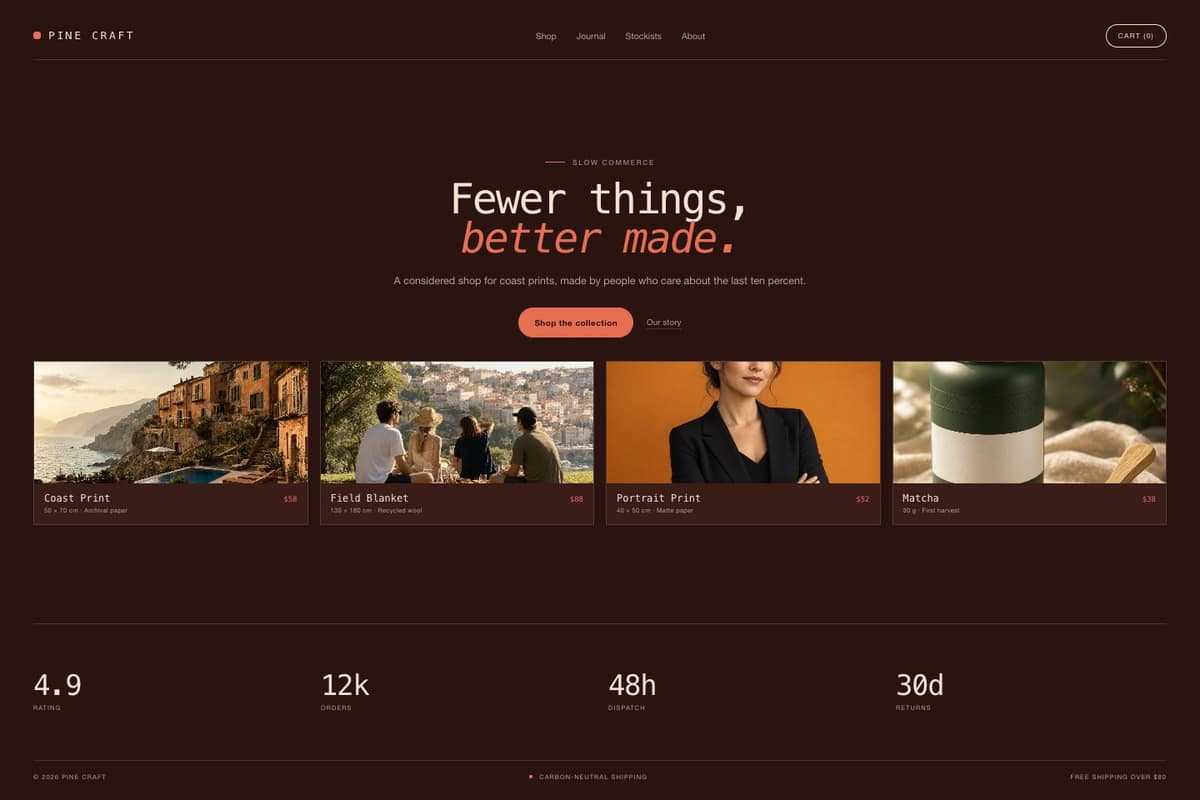 Pine Craft — full page preview