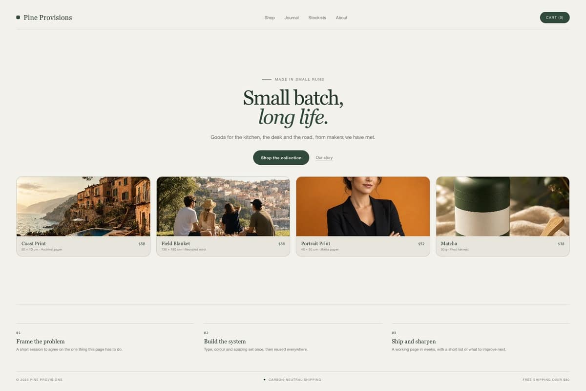 Pine Provisions — full page preview