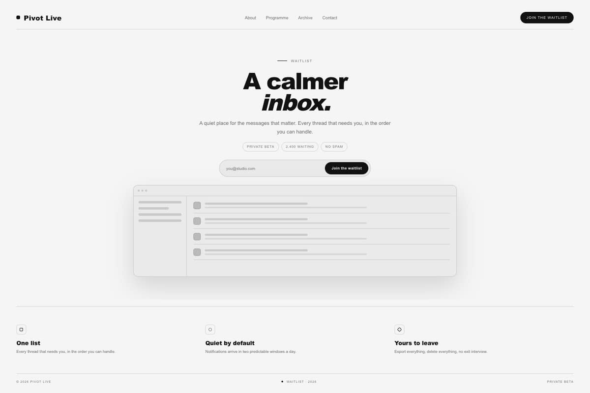 Pivot Live — full page preview