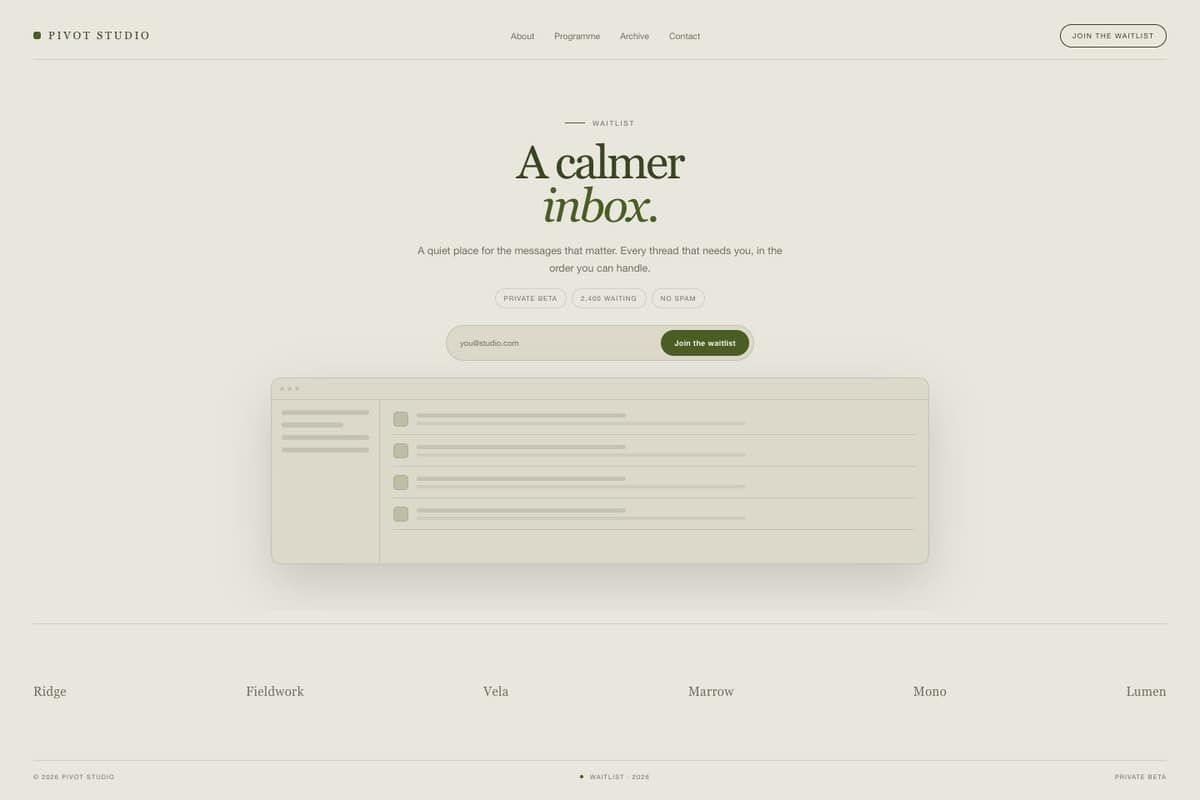 Pivot Studio — full page preview