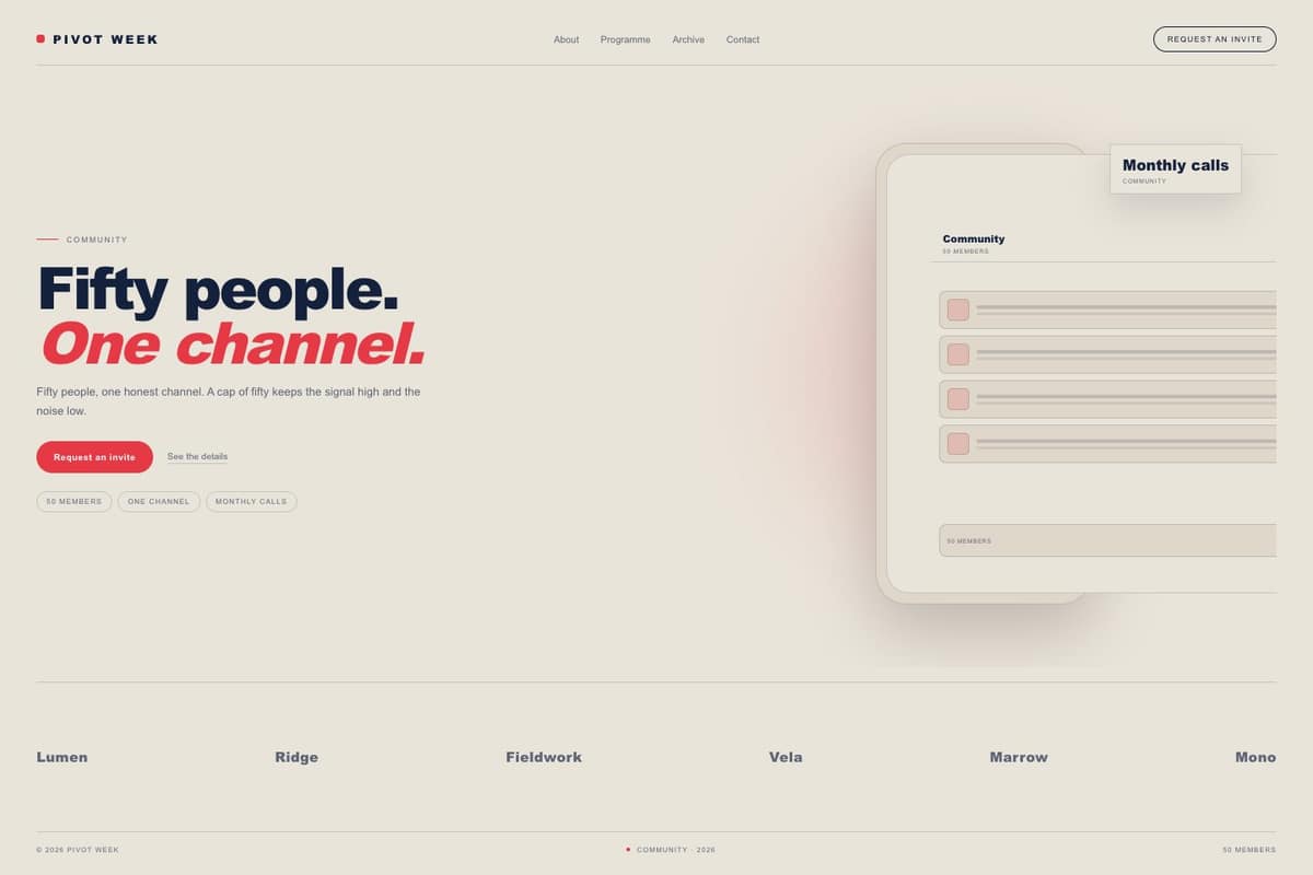Pivot Week — full page preview