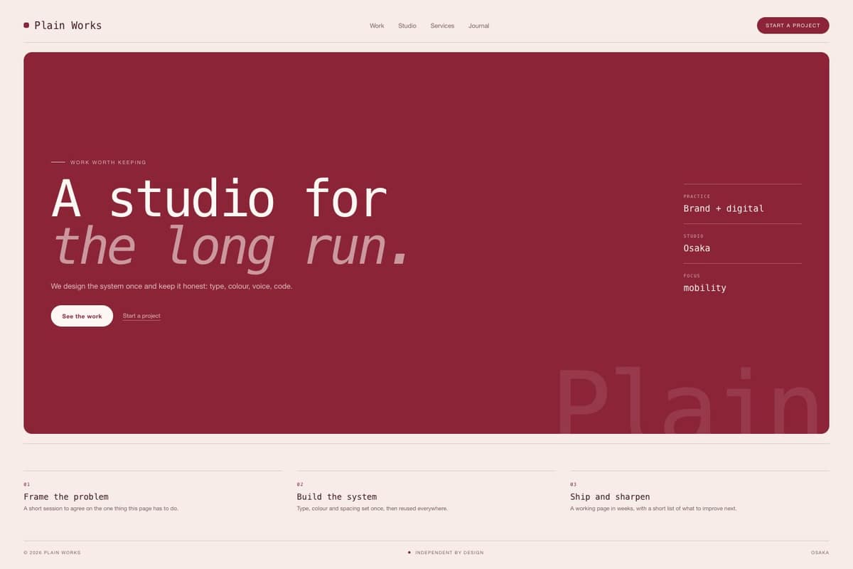 Plain Works — full page preview