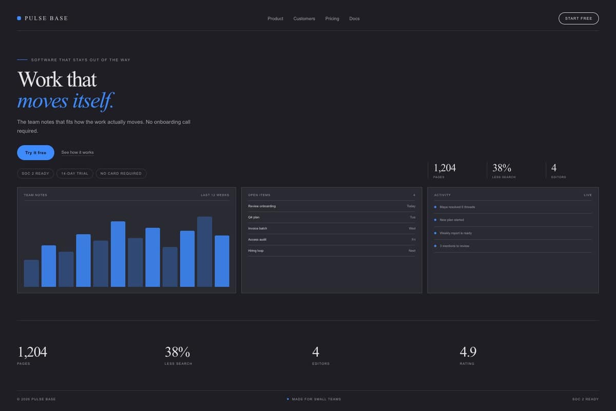 Pulse Base — full page preview