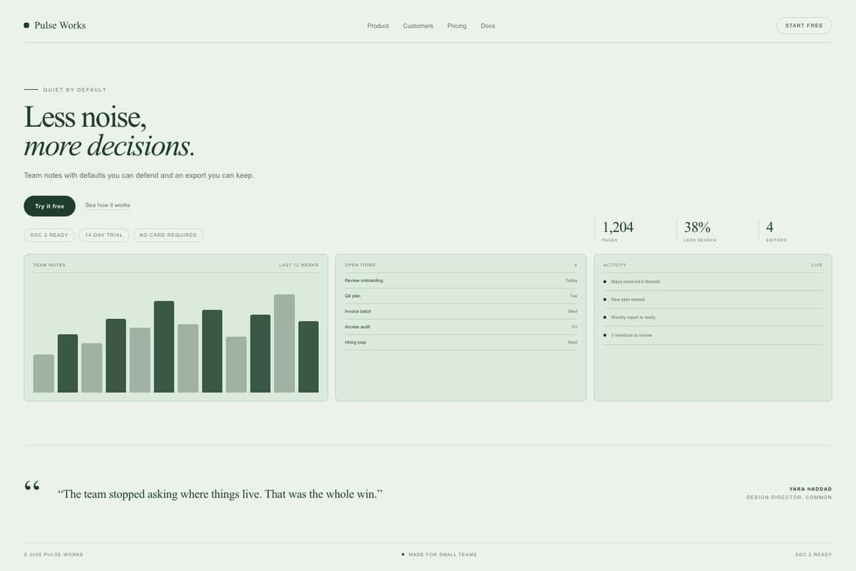 Pulse Works — full page preview