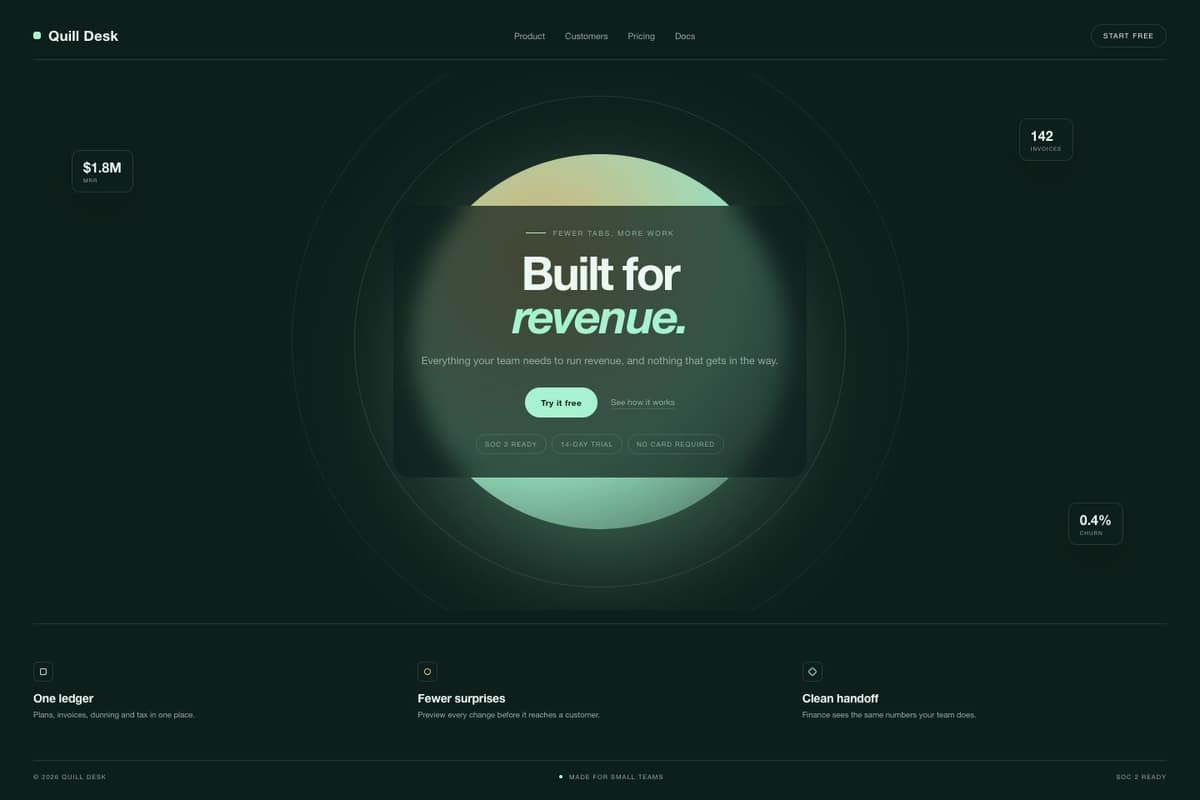 Quill Desk — full page preview